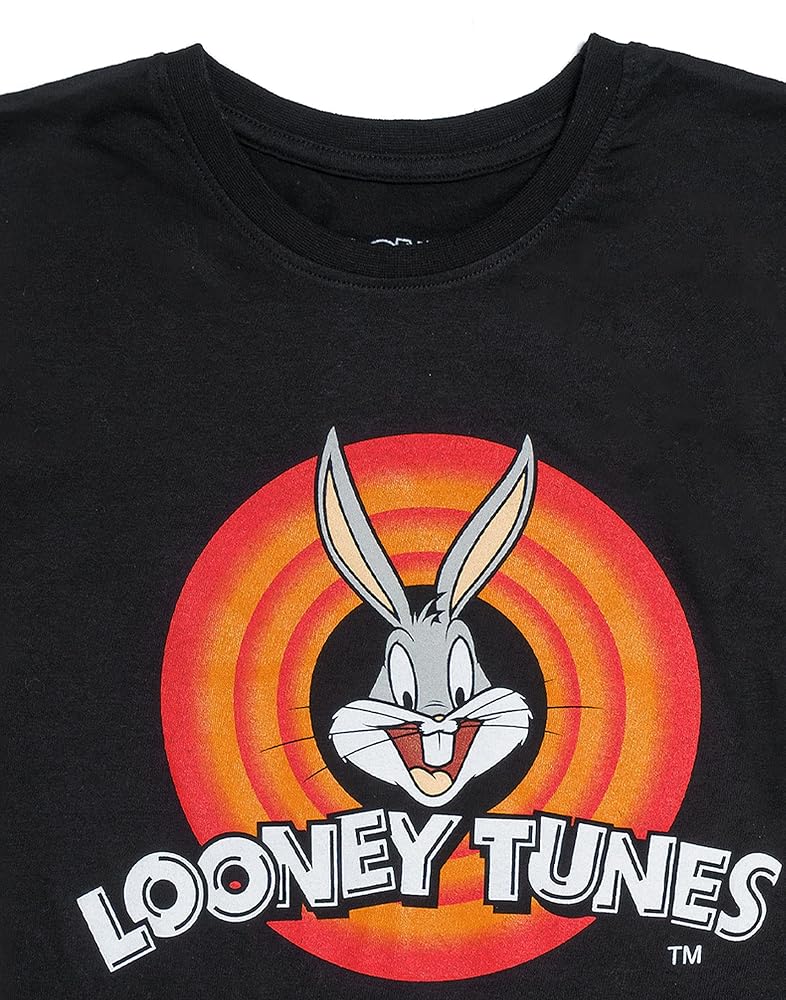 68603 LOONEY TUNES レディース　Tシャツ　黒　L Looney Tunes Girls Graphic T-Shirt - Bugs Bunny & Daffy Duck